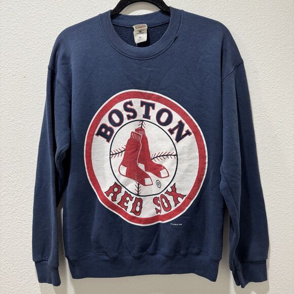 Vintage Boston Red Sox MLB Baseball 90s Crewneck Sweatshirt Medium Navy - Picture 1 of 7